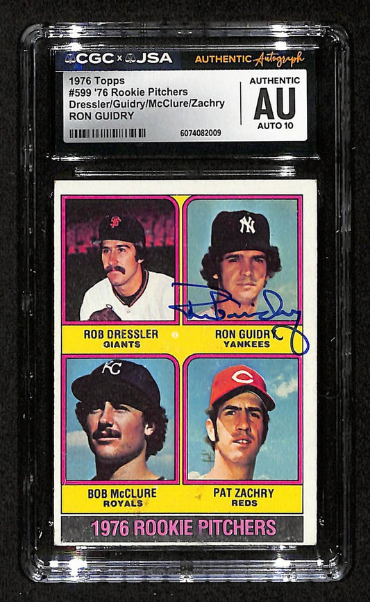 Ron Guidry Signed/Auto 1976 TOPPS RC Card #599 Yankees CGC/JSA 199103