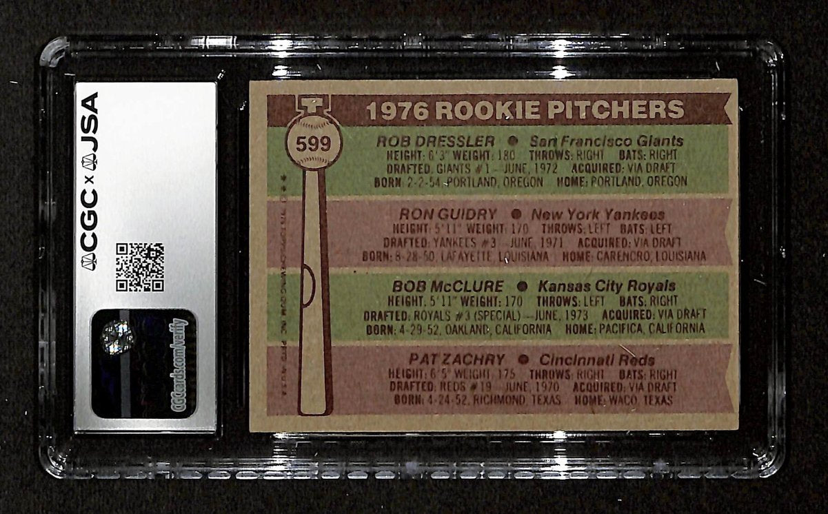 Ron Guidry Signed/Auto 1976 TOPPS RC Card #599 Yankees CGC/JSA 199103