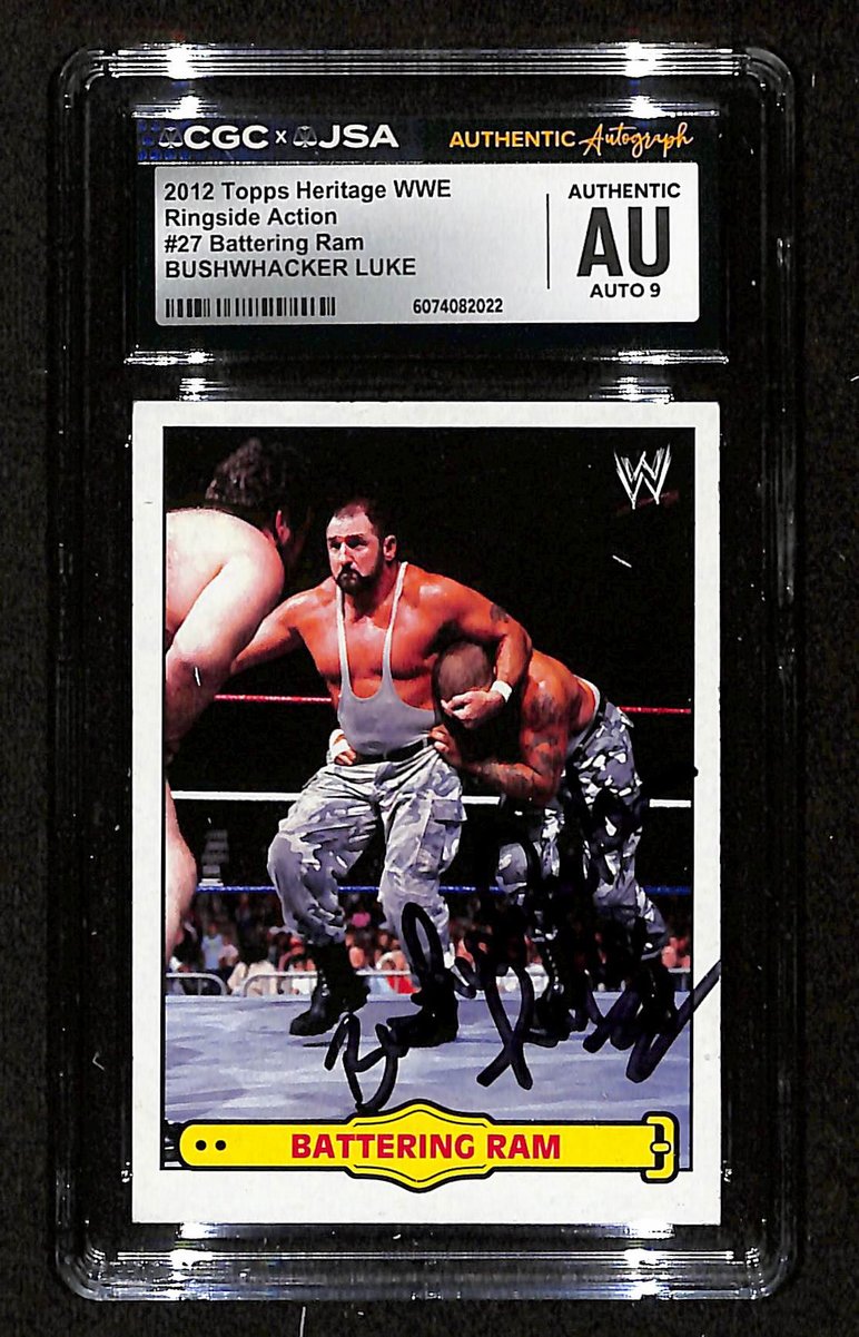 Bushwacker Luke Signed/Auto 2012 TOPPS WWE Card #27 CGC/JSA MINT 9 199109