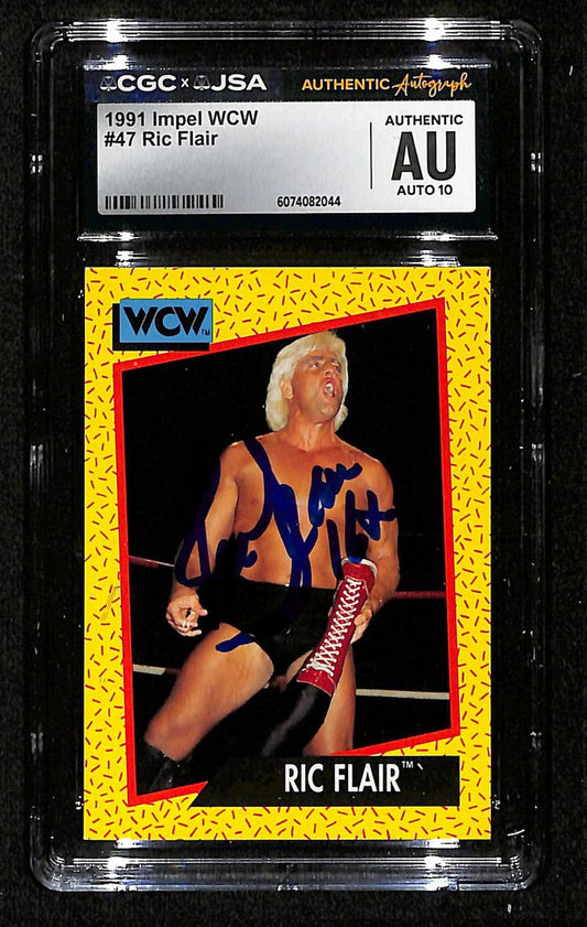 Ric Flair Signed/Auto 1991 Impel WCW Card #47 CGC/JSA GEM MINT 10 199112