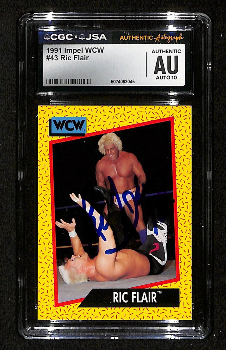Ric Flair Signed/Auto 1991 Impel WCW Card #43 CGC/JSA GEM MINT 10 199114
