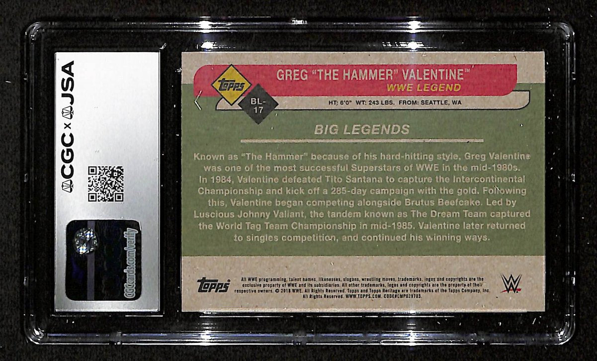 Greg Valentine Signed/Autographed 2018 TOPPS WWE Card #BL-17 CGC/JSA 199120