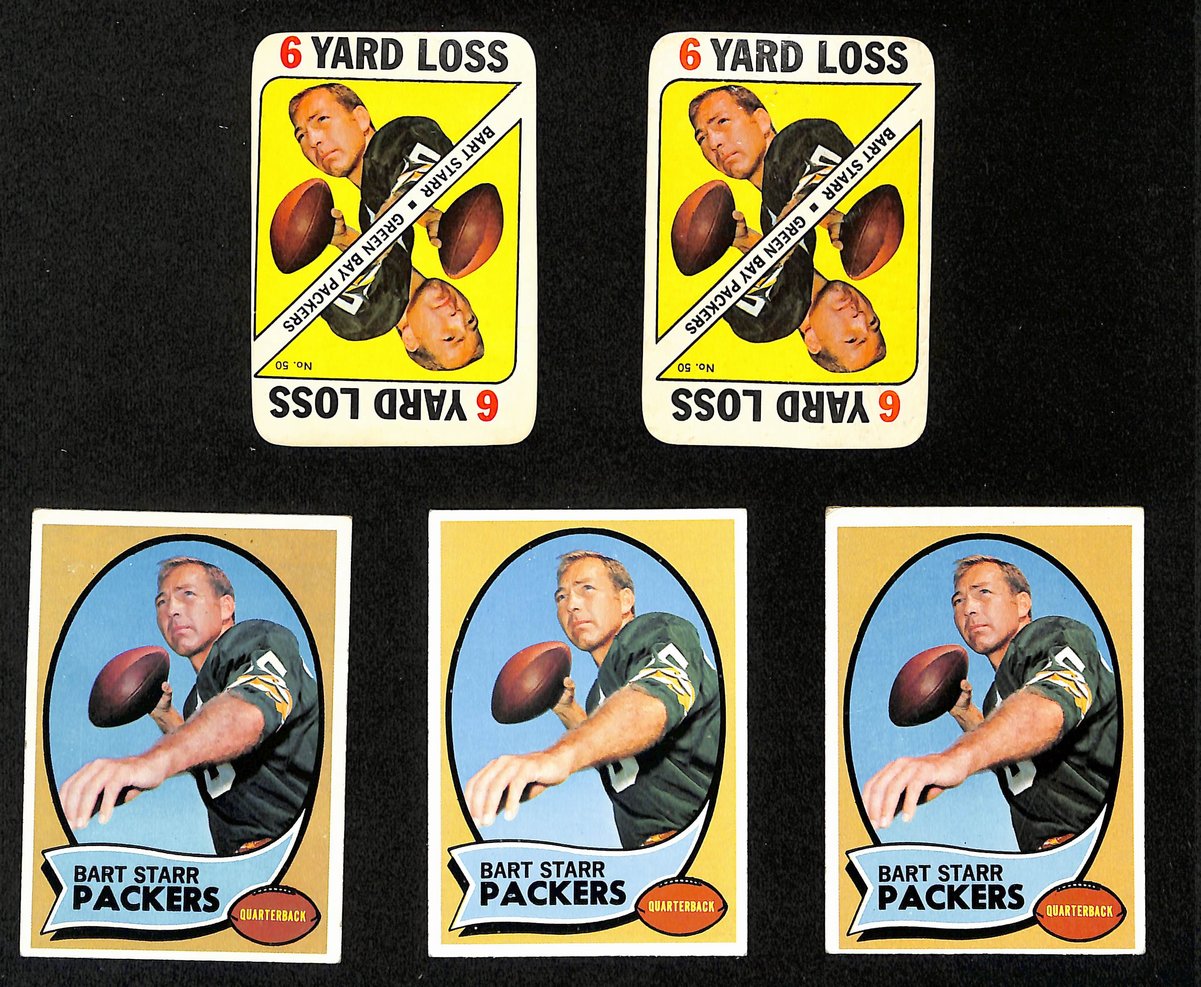 Lot of (5) 1970 TOPPS Football Cards (3) #30 Bart Starr Green Bay Packers 200465