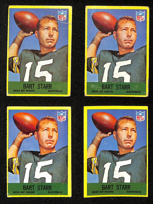 Lot of (4) 1967 Philadelphia Football Cards #82 Bart Starr Packers 200468