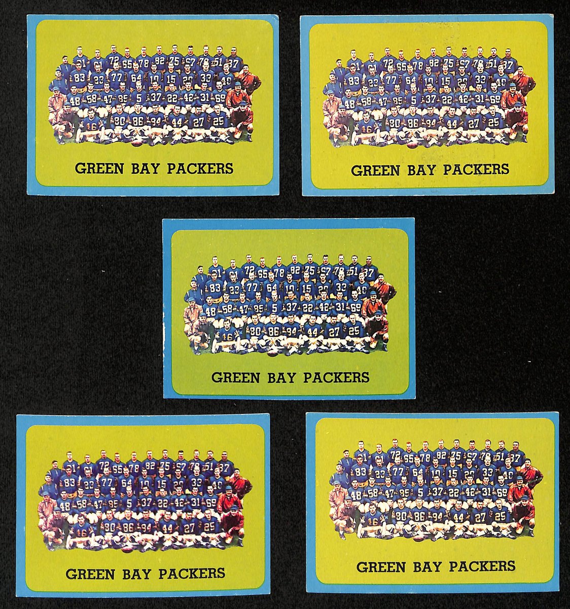 Lot of (5) 1963 TOPPS Football Cards #97 Green Bay Packers Team 200471