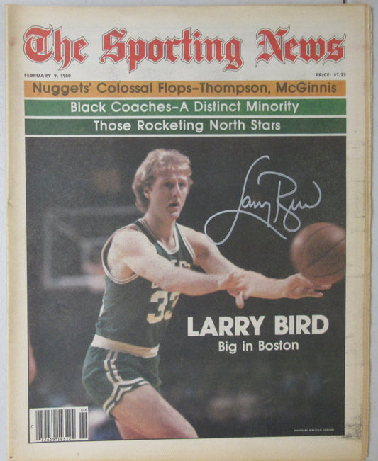 Larry Bird HOF Signed 2/9/1980 The Sporting News NO LABEL Celtics PSA 200883