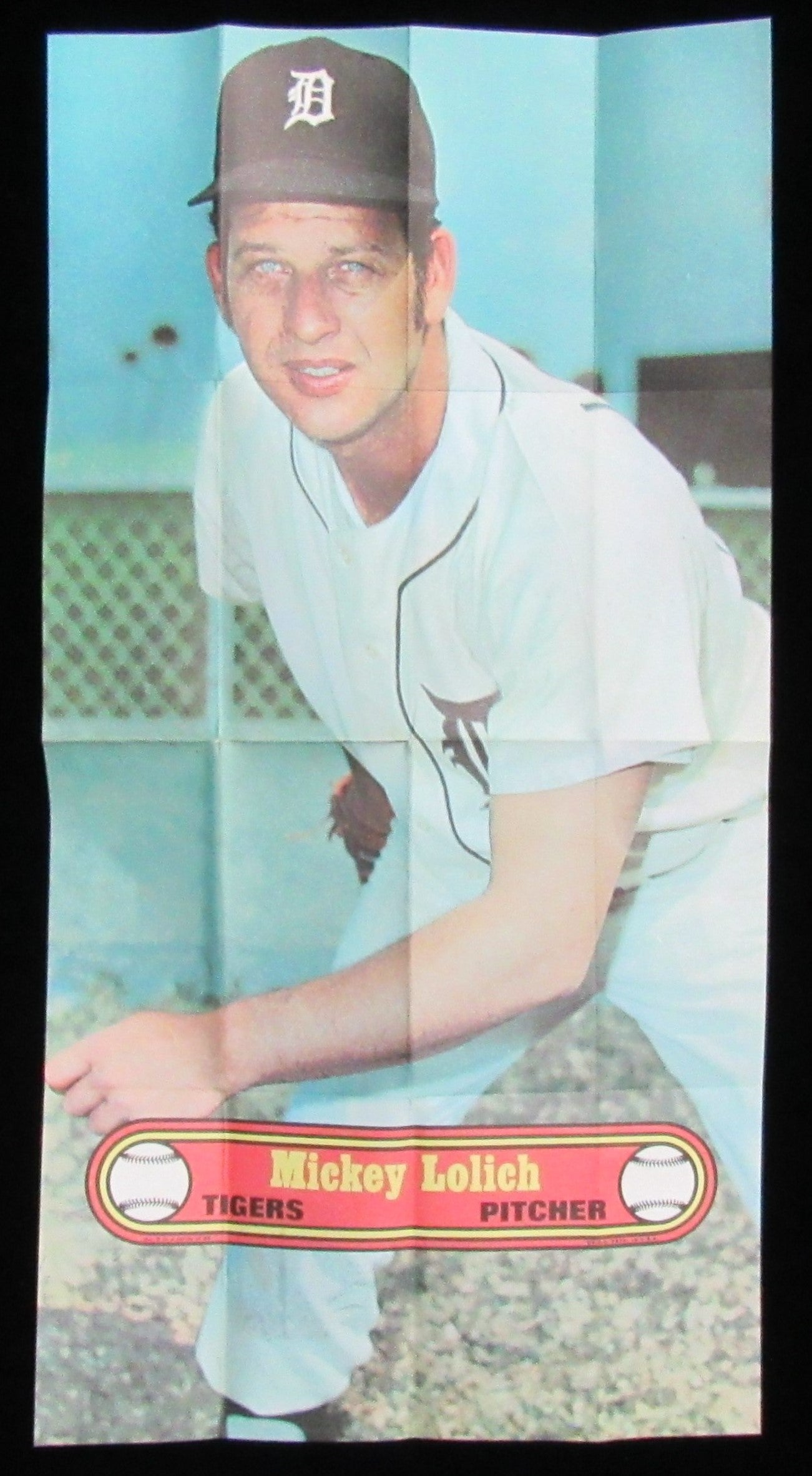 1972 Topps Baseball Poster #5 Mickey Lolich Detroit Tigers Rare Vintage 200177