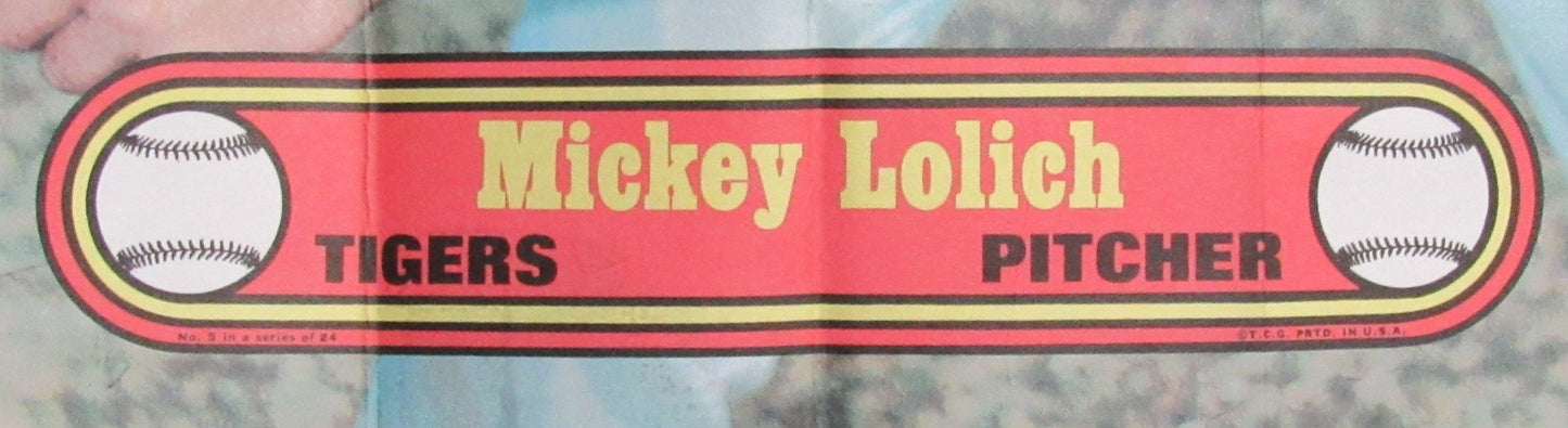 1972 Topps Baseball Poster #5 Mickey Lolich Detroit Tigers Rare Vintage 200177