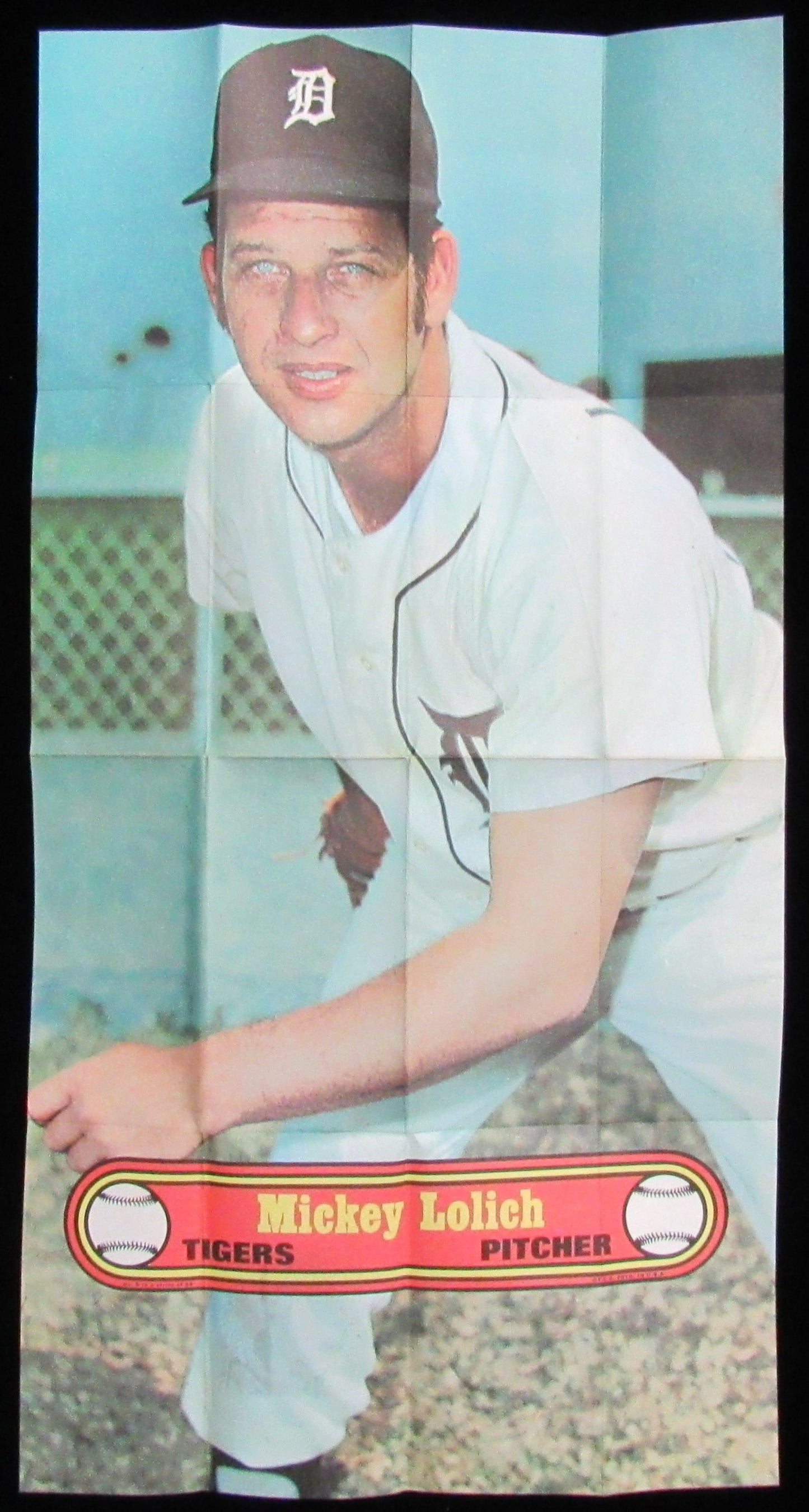 1972 Topps Baseball Poster #5 Mickey Lolich Detroit Tigers Rare Vintage 200176
