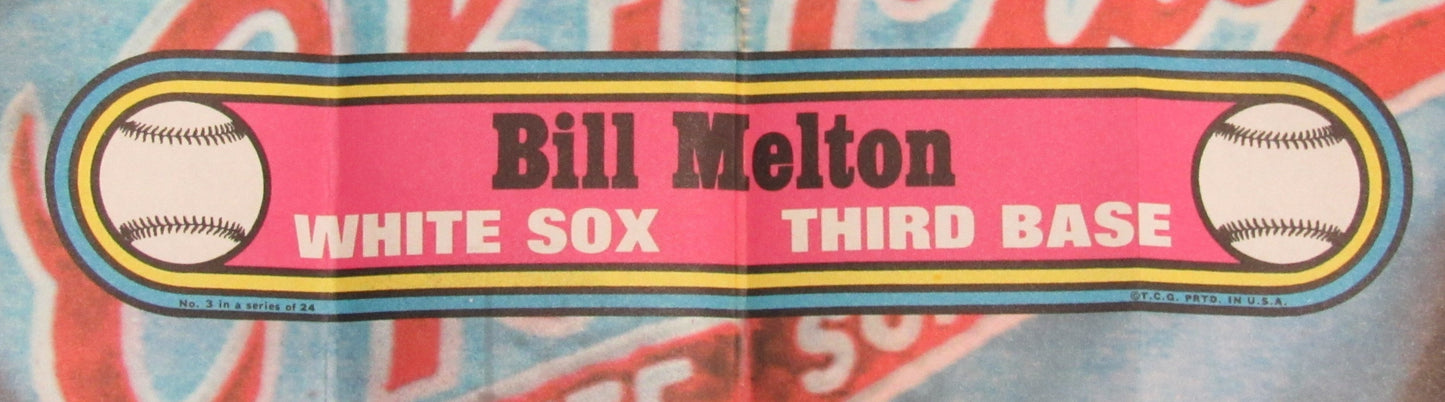 1972 Topps Baseball Poster #3 Bill Melton Chicago White Sox Rare Vintage 200153