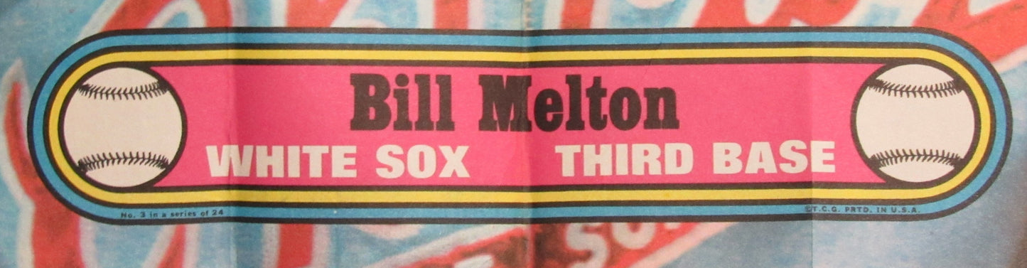 1972 Topps Baseball Poster #3 Bill Melton Chicago White Sox Rare Vintage 200154