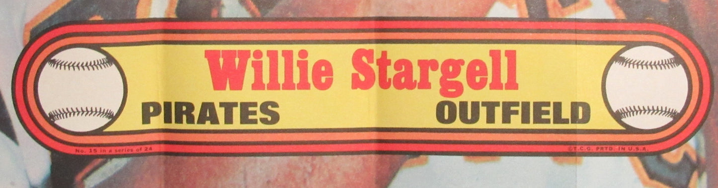 1972 Topps Baseball Poster #15 Willie Stargell HOF Pirates Rare Vintage 200161