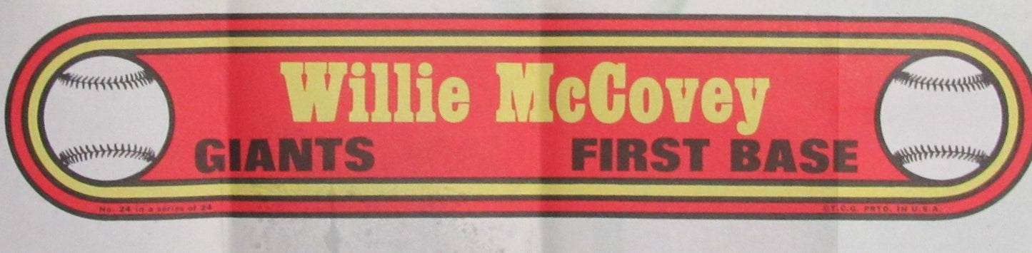 1972 Topps Baseball Poster #24 Willie McCovey HOF Giants Rare Vintage 200165