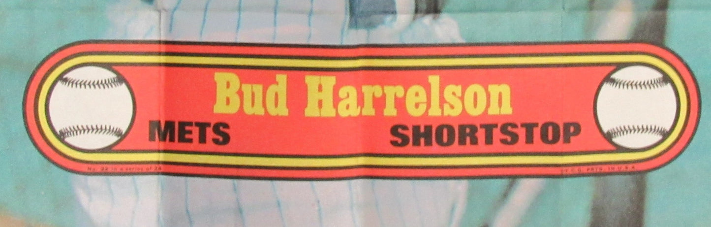 1972 Topps Baseball Poster #22 Bud Harrelson New York Mets Rare Vintage 200169