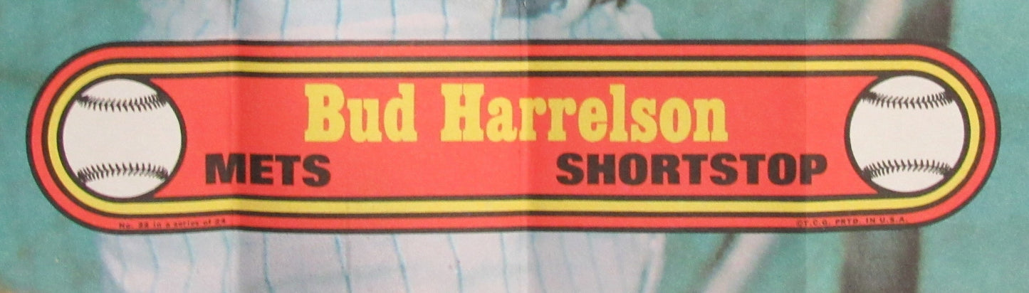 1972 Topps Baseball Poster #22 Bud Harrelson New York Mets Rare Vintage 200170