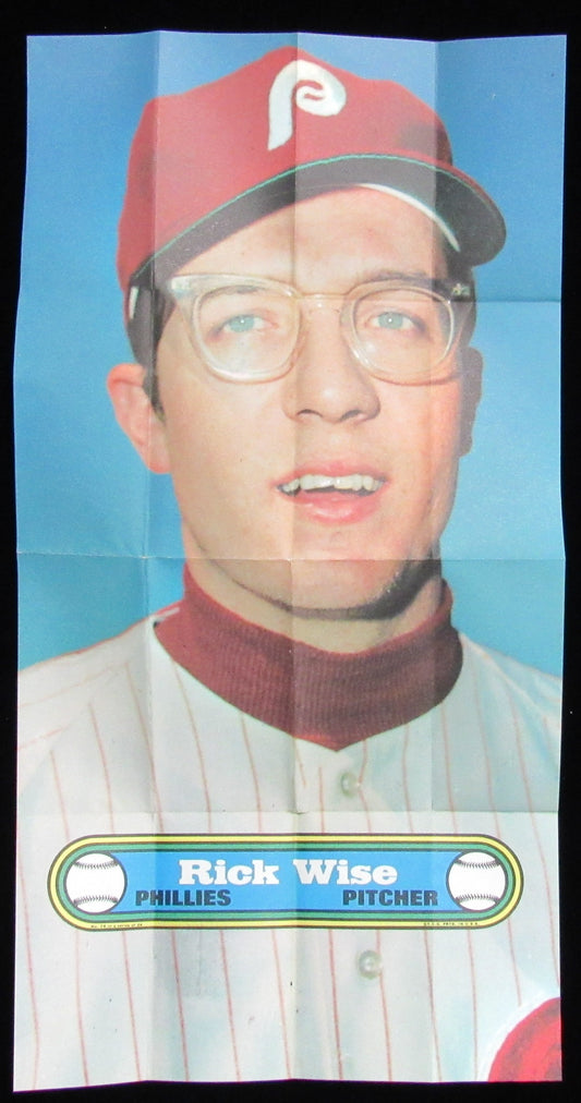 1972 Topps Baseball Poster #14 Rick Wise Phillies Rare Vintage 200174