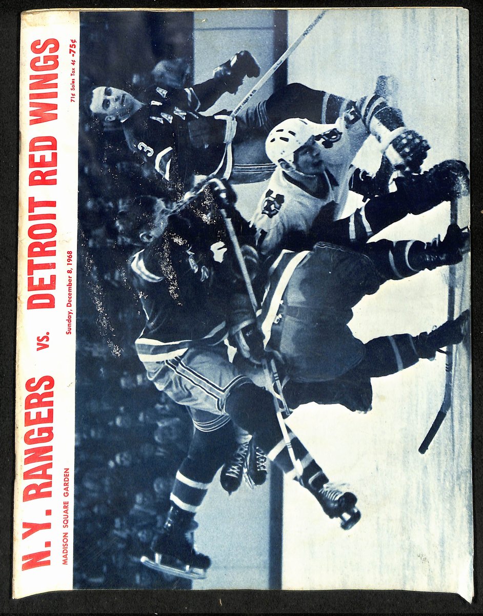 December 8, 1968 NHL Hockey Game Program Rangers vs. Red Wings 200601