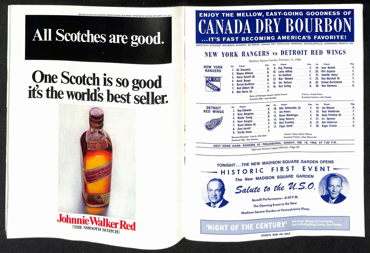 Final Game Old Madison Square Garden MSG Program 1968 Rangers Red Wings 200600