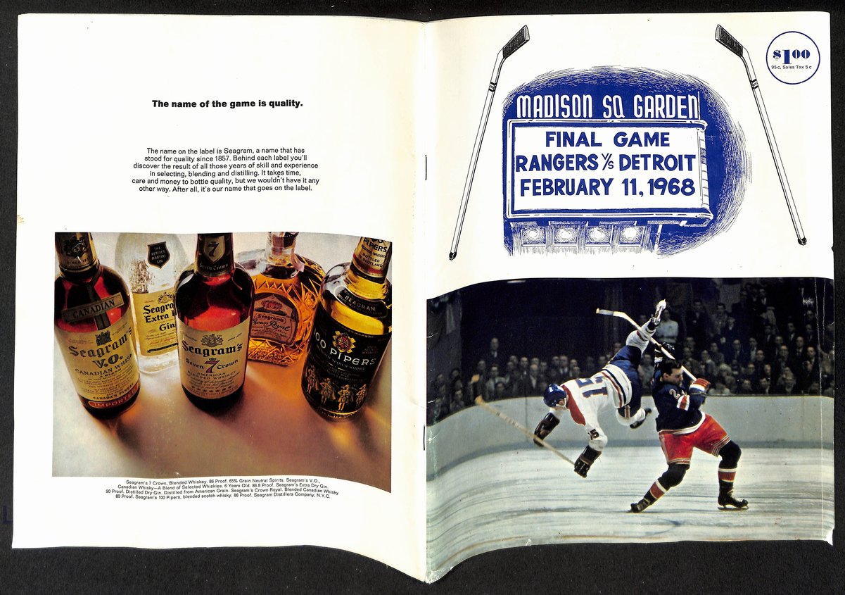 Final Game Old Madison Square Garden MSG Program 1968 Rangers Red Wings 200600