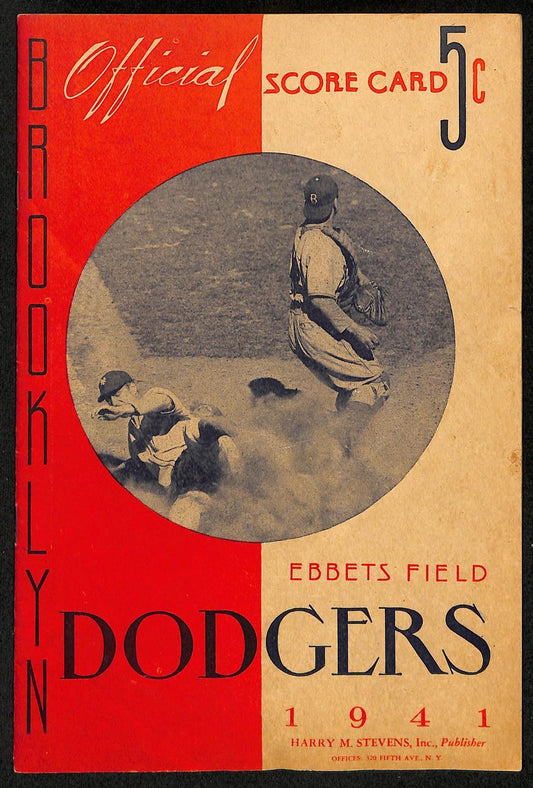 1941 Brooklyn Dodgers  vs. St. Louis Cardinals Program Score Card Clean! 200587