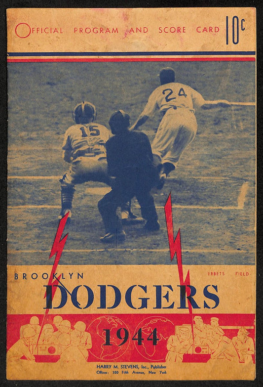 1944 Brooklyn Dodgers  vs. Boston Red Sox Program Score Card 200590