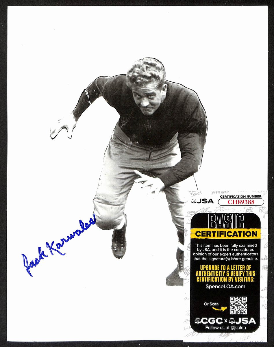Jack Karwales Signed/Autograph 8x10 Photo Michigan/Chicago Cardinals JSA 200526