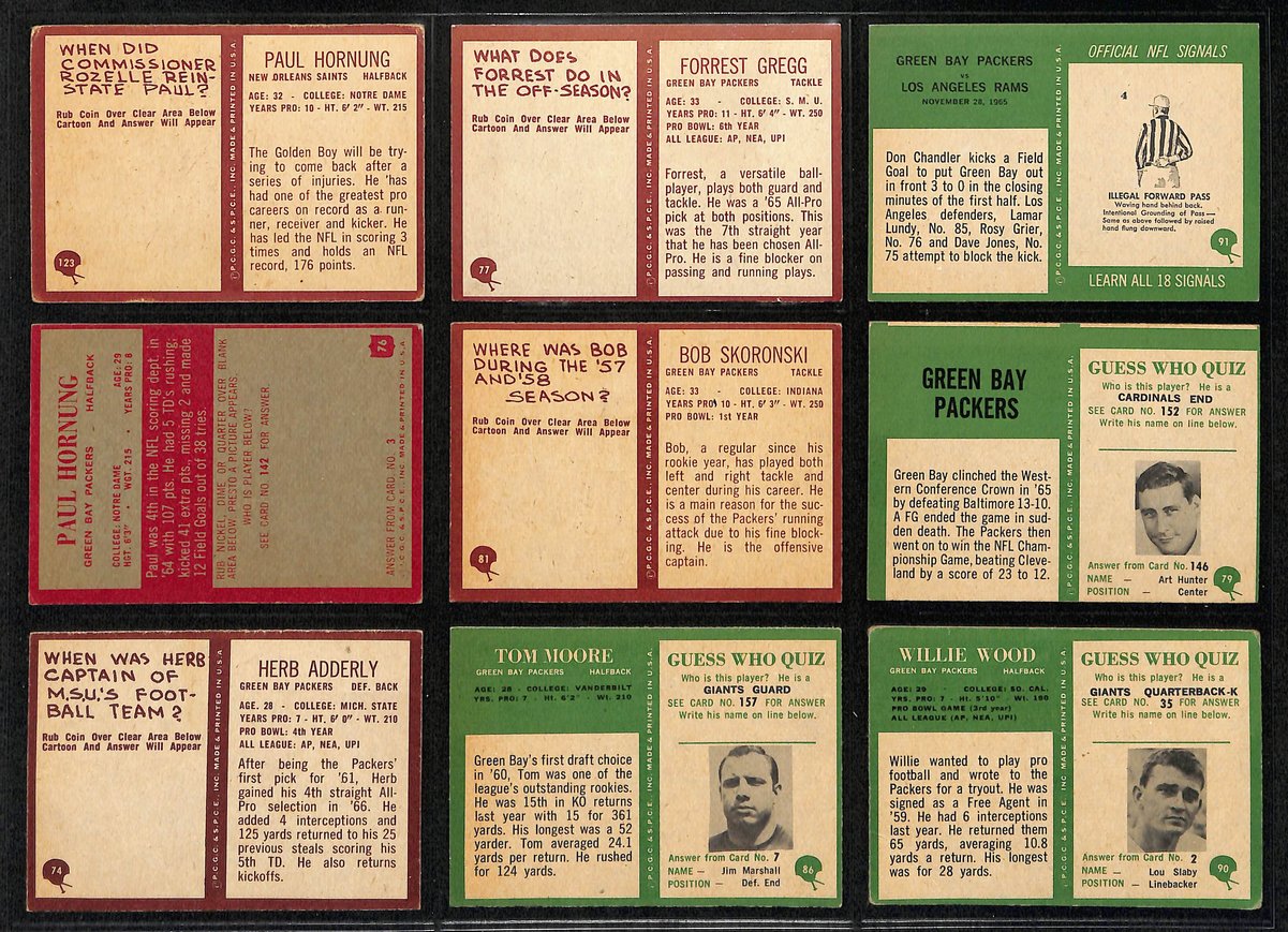 1960s Green Bay Packers Lot of 49 Philadelphia Football Cards 200583