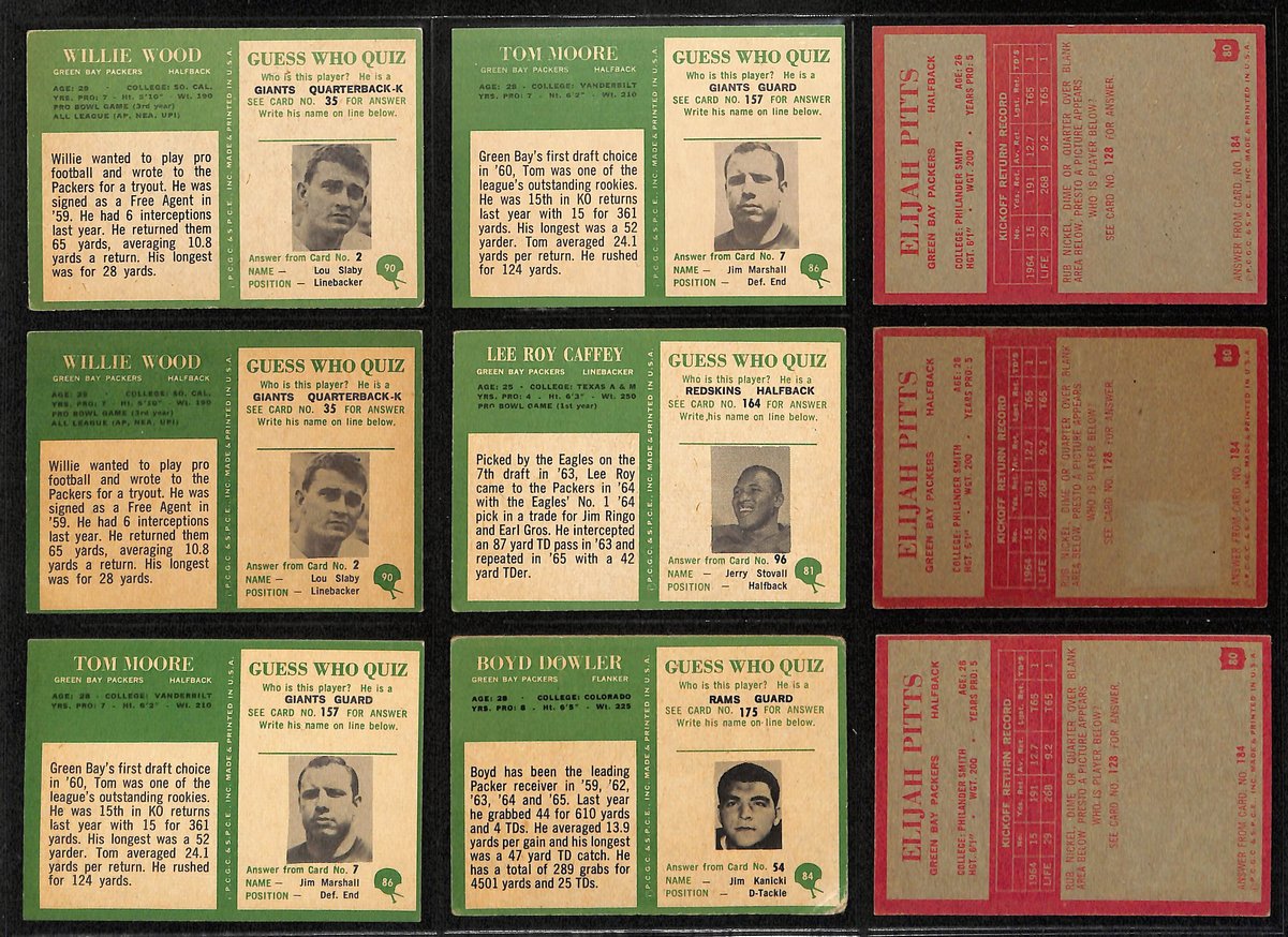 1960s Green Bay Packers Lot of 49 Philadelphia Football Cards 200583