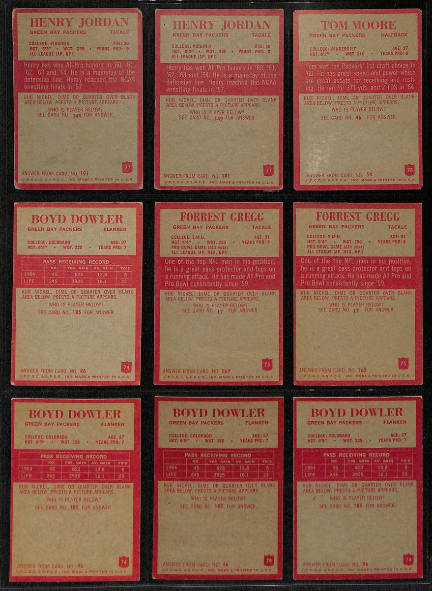 1960s Green Bay Packers Lot of 49 Philadelphia Football Cards 200583