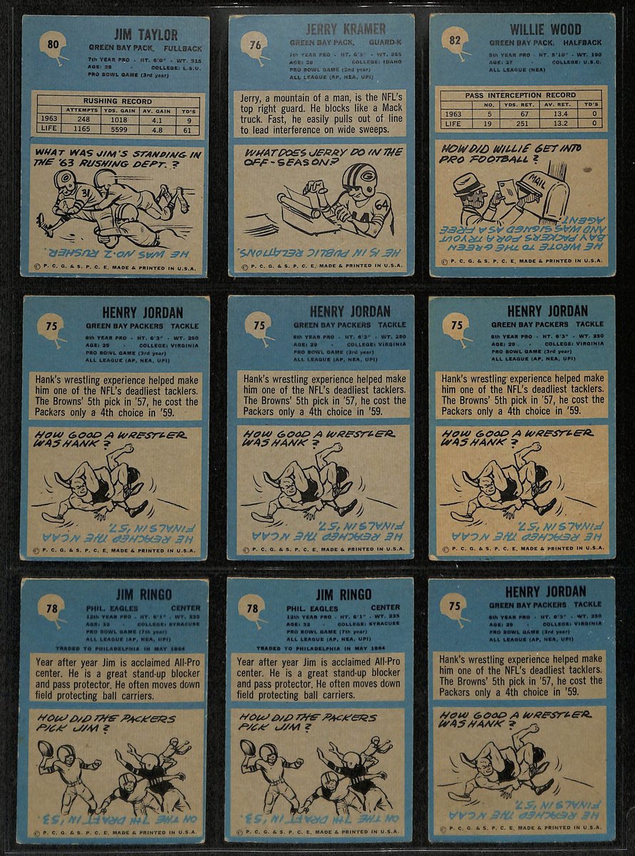 1960s Green Bay Packers Lot of 49 Philadelphia Football Cards 200583
