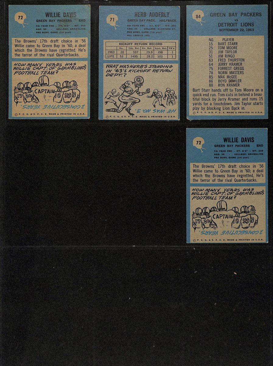 1960s Green Bay Packers Lot of 49 Philadelphia Football Cards 200583