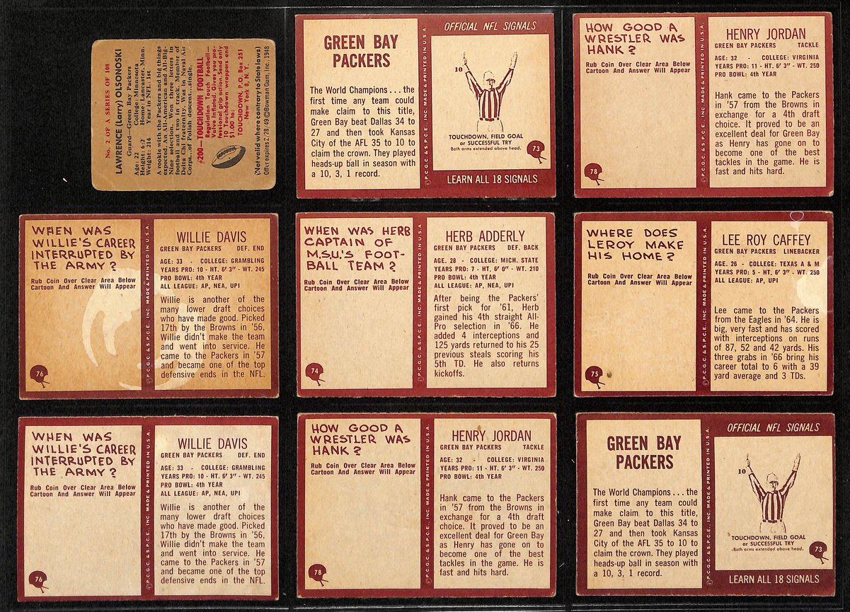 1940s-1960s Green Bay Packers Lot of 56 Football Cards Loaded HOFers 200584
