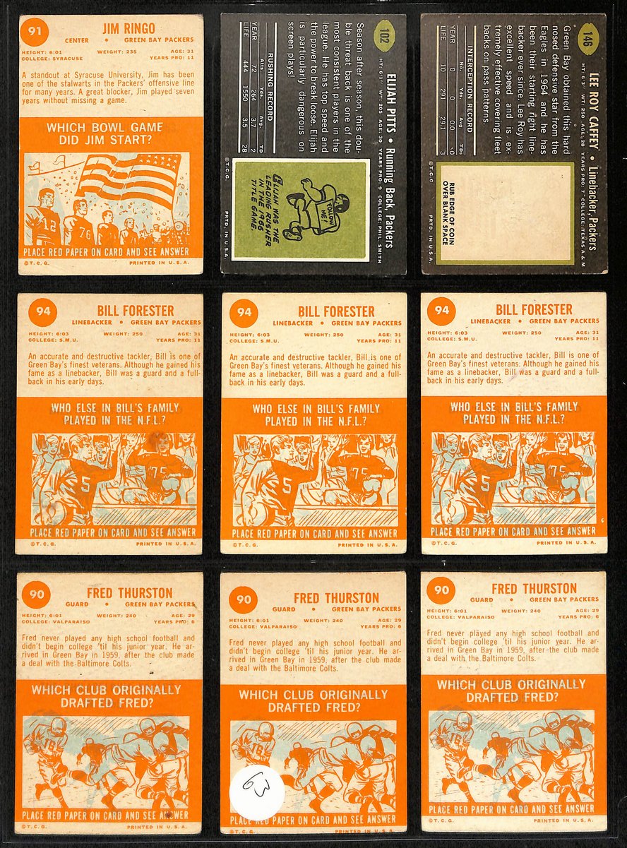 1940s-1960s Green Bay Packers Lot of 56 Football Cards Loaded HOFers 200584