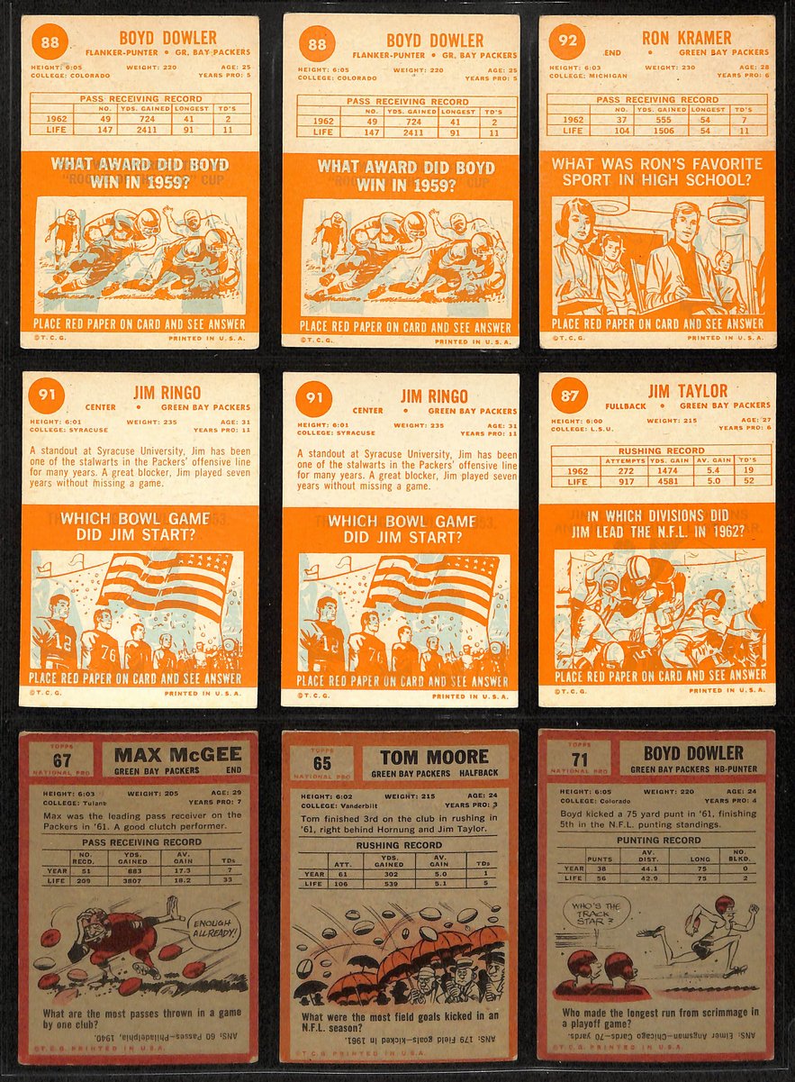 1940s-1960s Green Bay Packers Lot of 56 Football Cards Loaded HOFers 200584