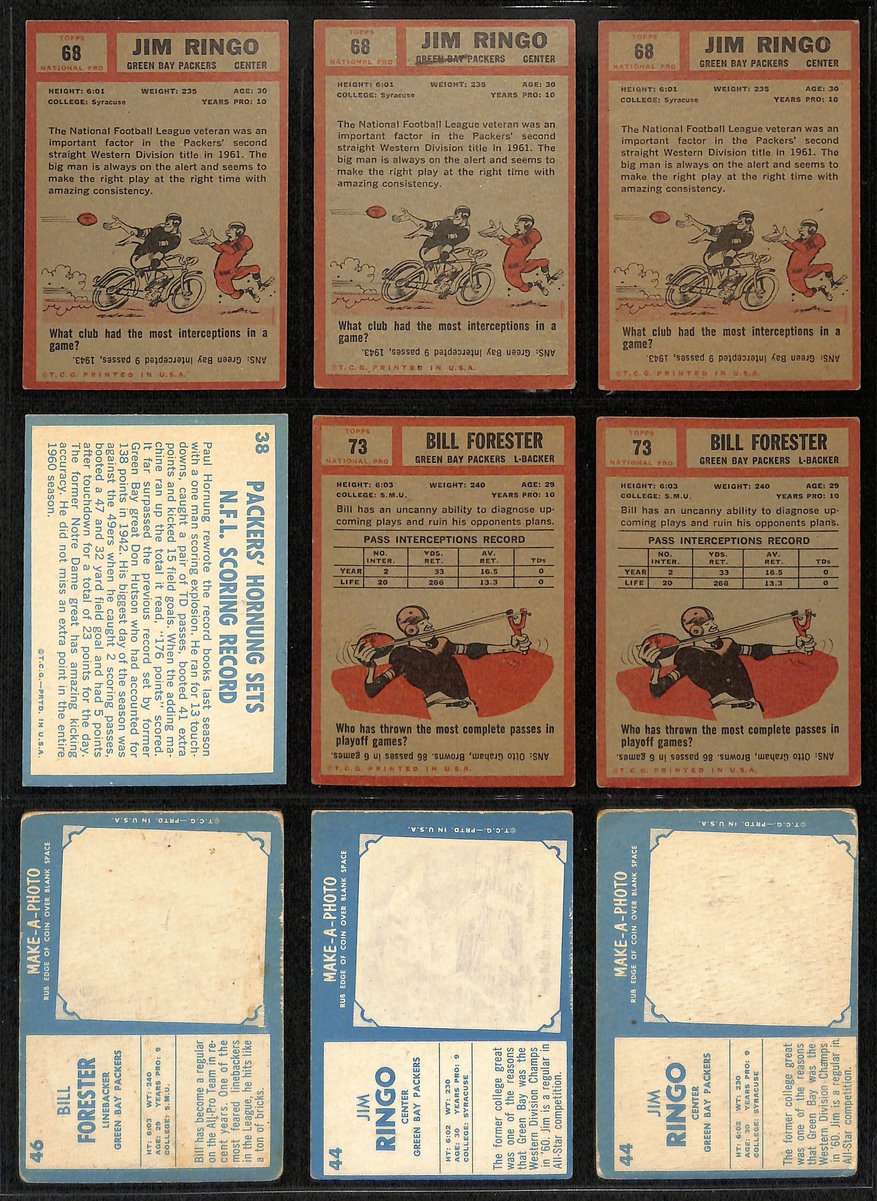 1940s-1960s Green Bay Packers Lot of 56 Football Cards Loaded HOFers 200584