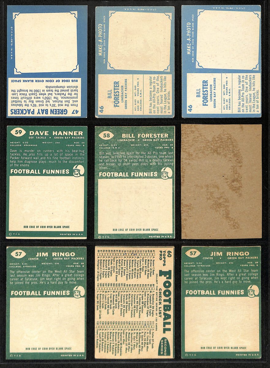 1940s-1960s Green Bay Packers Lot of 56 Football Cards Loaded HOFers 200584