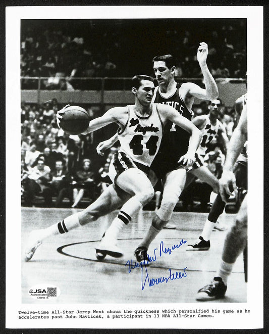 Jerry West HOF Signed/Inscribed 8x10 B/W Photo Los Angeles Lakers JSA 199136