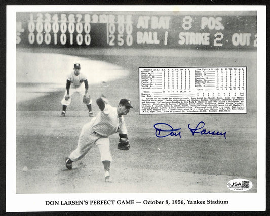 Don Larsen Signed/Auto 8x10 B/W Photo 1956 Perfect Game Yankees JSA 199144