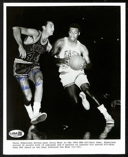 Jerry West HOF Signed/Inscribed 8x10 Press Photo Los Angeles Lakers JSA 199161