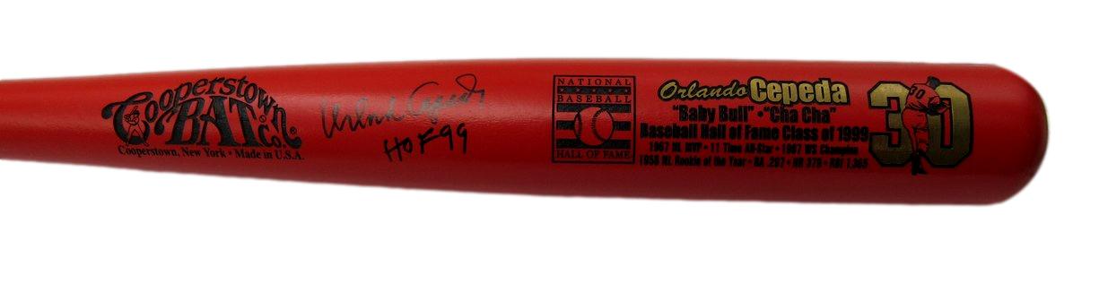 Orlando Cepeda HOF Signed/Inscribed Red Cooperstown NBHOF Bat Giants JSA 196250