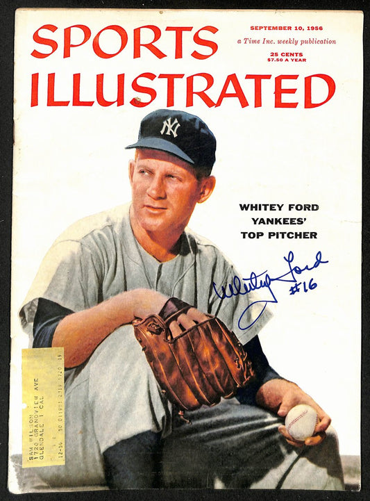 Whitey Ford HOF Signed 1956 Sports Illustrated Magazine Yankees JSA 200648