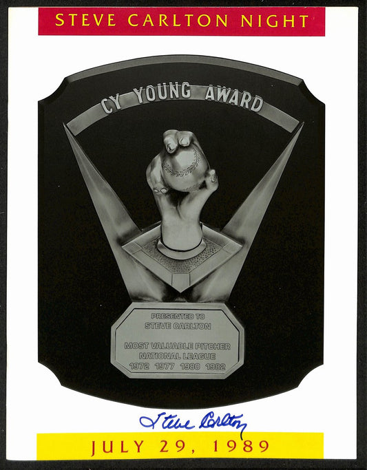 Steve Carlton HOF Phillies Signed/Auto 1989 Carlton Night Program JSA 200650