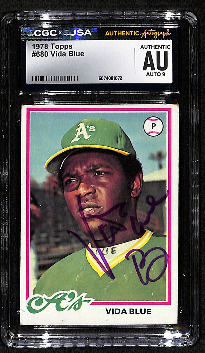 Vida Blue Signed/Autographed 1978 TOPPS Card #680 A's CGC/JSA 200855
