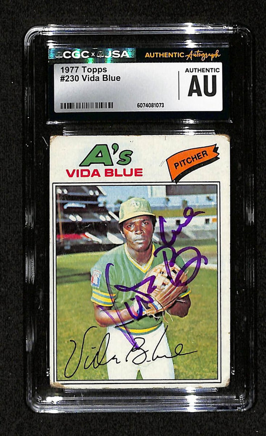 Vida Blue Signed/Autographed 1977 TOPPS Card #230 A's CGC/JSA 200856