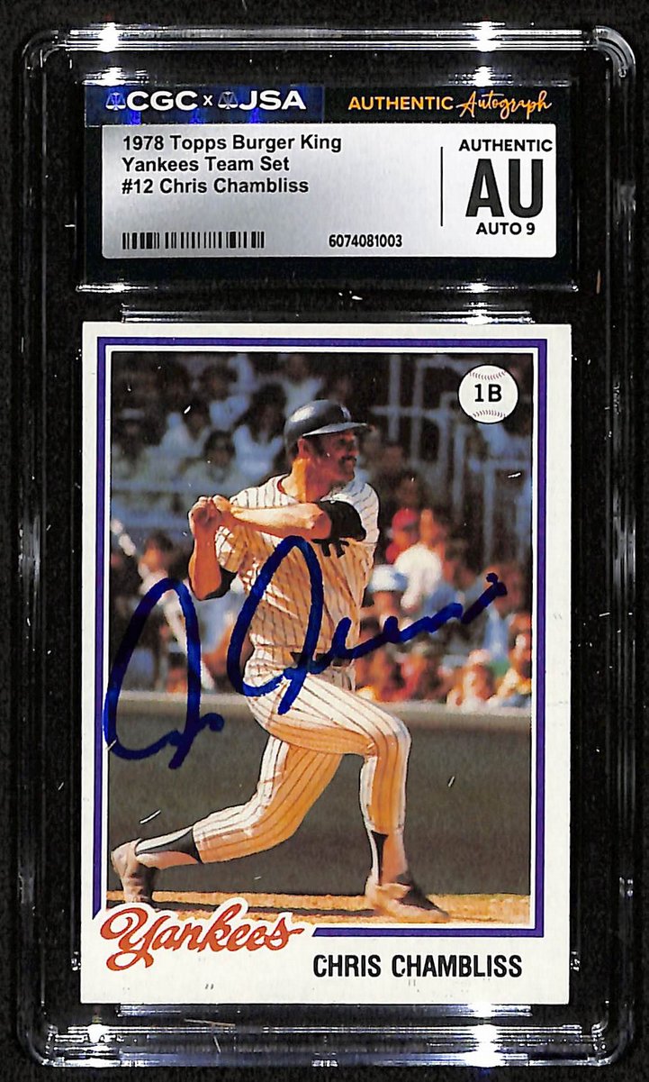 Chris Chambliss Signed/Autographed 1978 Topps Card #12 Yankees CGC/JSA 200862