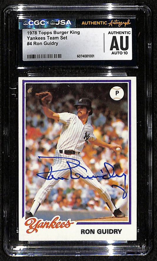 Ron Guidry Signed/Autographed 1978 Topps Card #4 Yankees CGC/JSA 200864