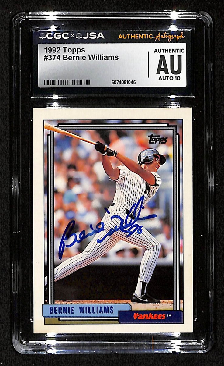 Bernie Williams Signed/Auto 1992 TOPPS Card #374 Yankees CGC/JSA 200532