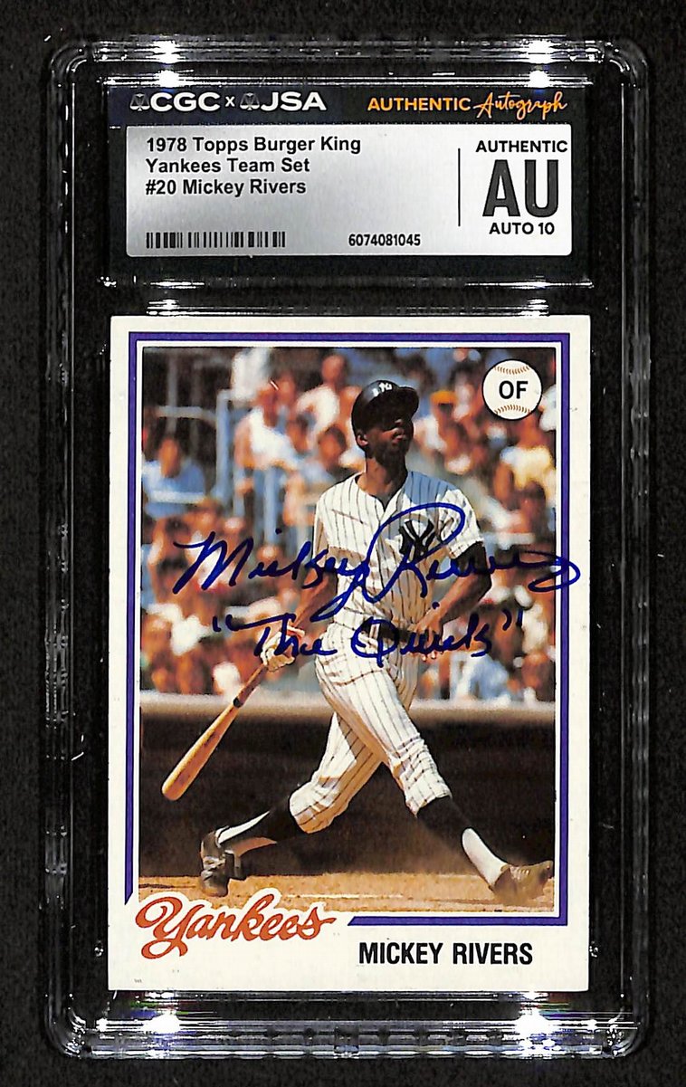 Mickey Rivers Signed/Inscr 1978 TOPPS Card #20 Yankees CGC/JSA 200535