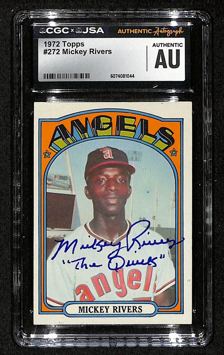 Mickey Rivers Signed/Inscr 1972 TOPPS Card #272 Angels CGC/JSA 200536