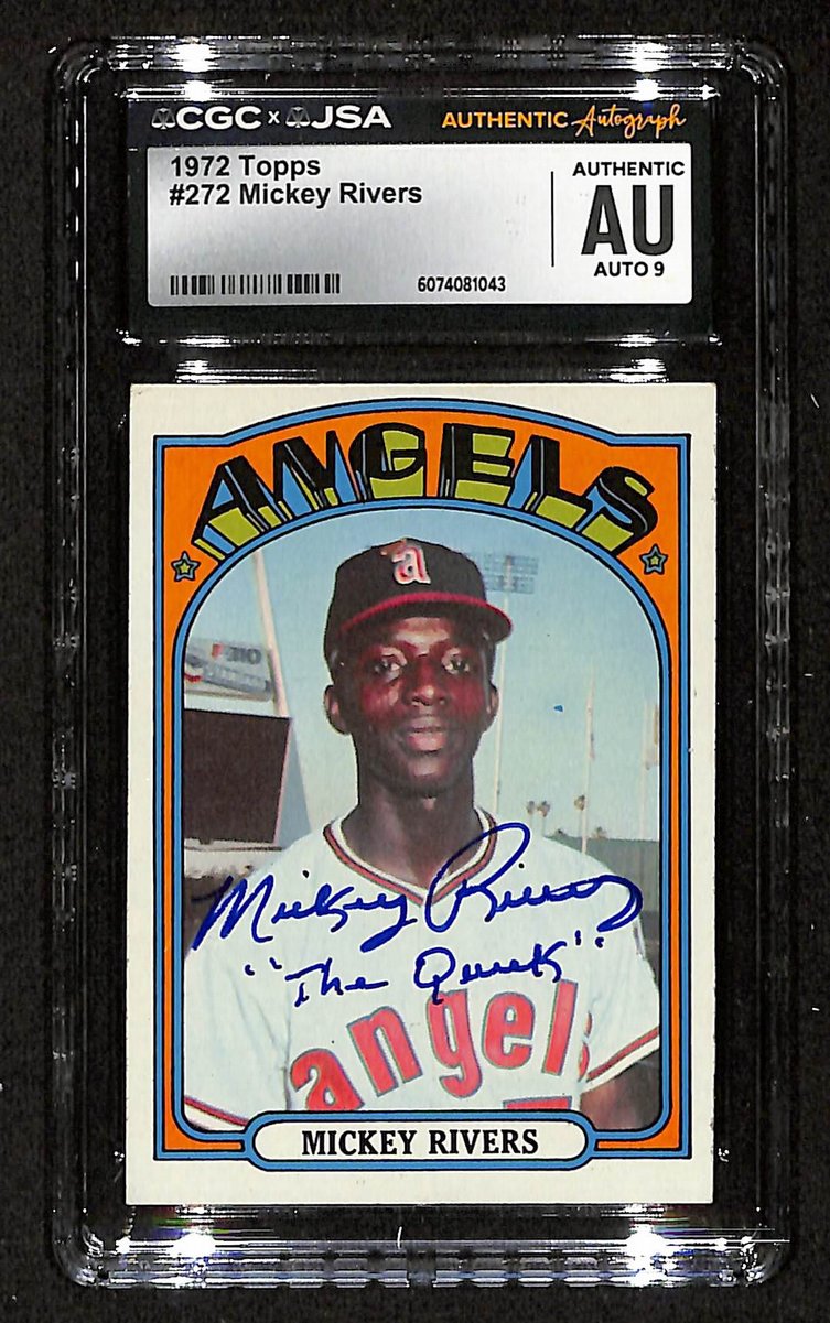Mickey Rivers Signed/Inscr 1972 TOPPS Card #272 Angels CGC/JSA 200537